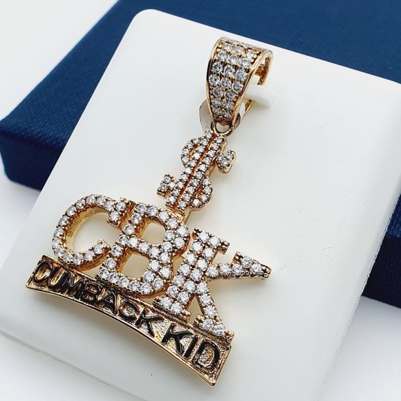 "14K Gold Plated Cubic Zircon Pendant, INUS1BR223 - Picture 2 of 9